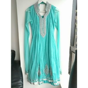 Turquoise & Silver Salwar Kameez